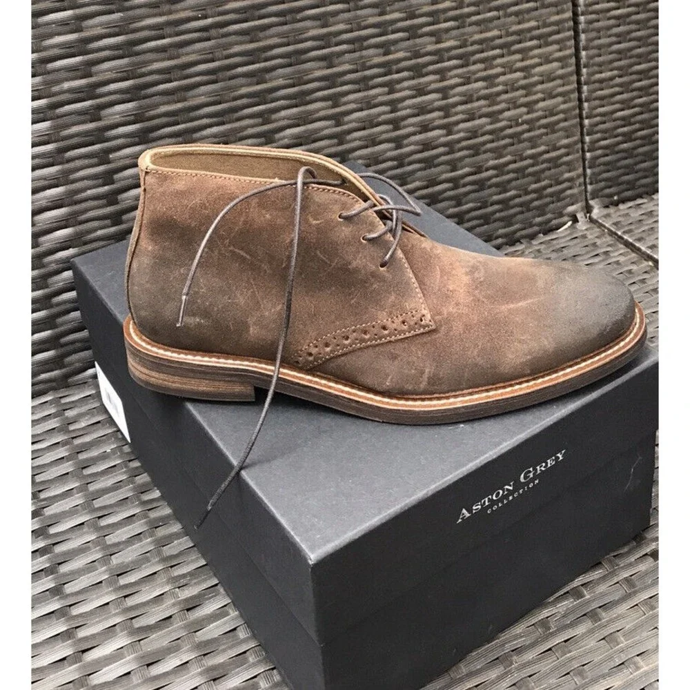 New Aston Grey Collection Legaewet Rust Boots Men 8 Leather Waxed Suede Rts:$199